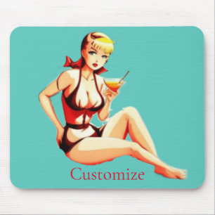 Cute Blonde Martini Bikini Girl Thunder_Cove Mouse Pad
