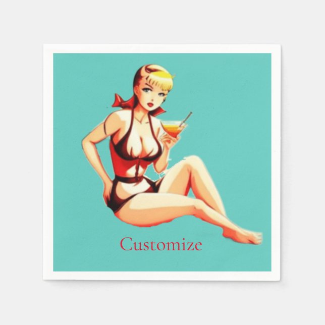 Cute Blonde Martini Bikini Girl Thunder_Cove  Napkins (Front)