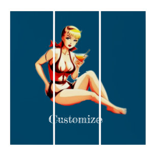 Cute Blonde Martini Bikini Girl Thunder_Cove  Triptych