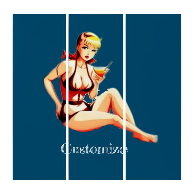 Cute Blonde Martini Bikini Girl Thunder_Cove  Triptych (Front)