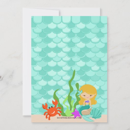 Cute Blonde Mermaid Birthday Invitation | Zazzle