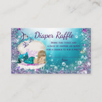 Cute Blonde Mermaid Diaper Raffle Tickets Enclosure Card