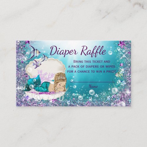 Cute Blonde Mermaid Diaper Raffle Tickets Enclosure Card