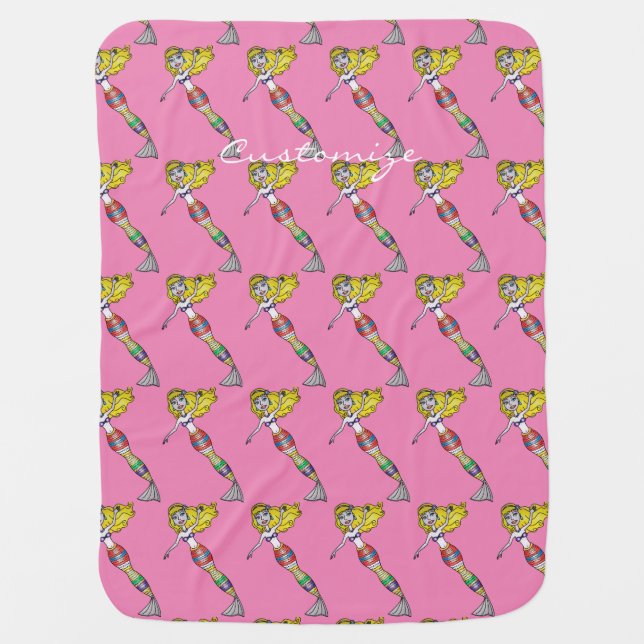 Cute Blonde Mermaid Thunder_Cove Baby Blanket (Front)