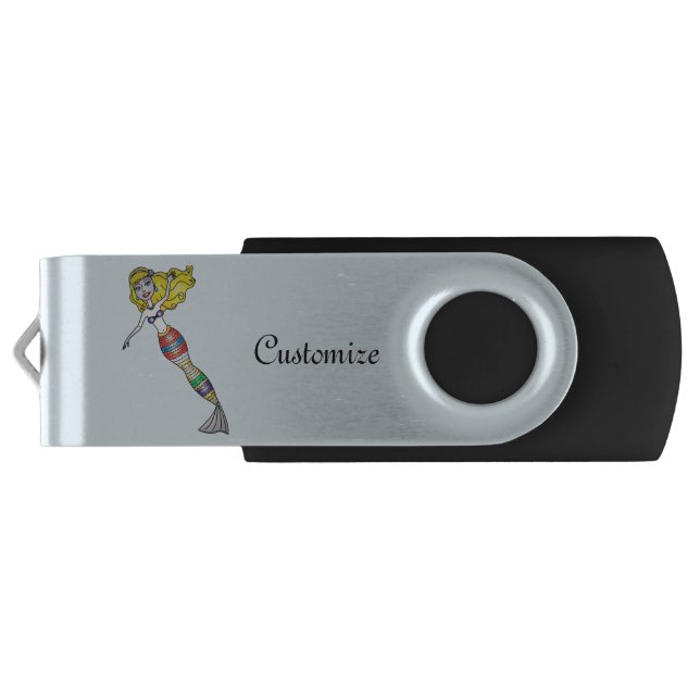 Cute Blonde Mermaid Thunder_Cove Flash Drive (Back)