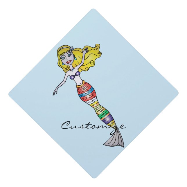 Cute Blonde Mermaid Thunder_Cove Graduation Cap Topper (Front)
