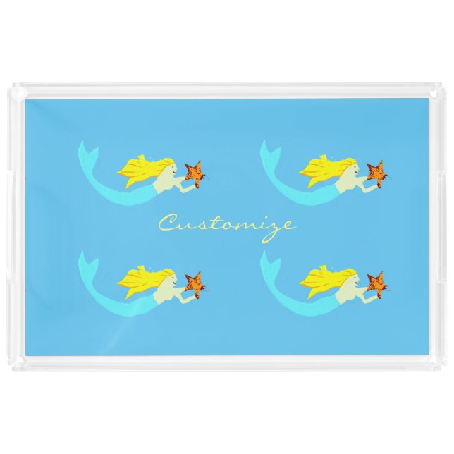 Cute Blonde Mermaid with Star Thunder_Cove  Acrylic Tray (Front)