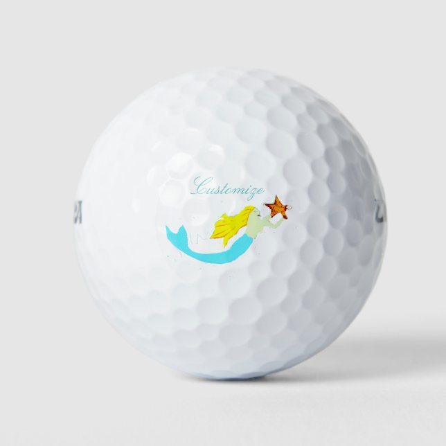 Cute Blonde Mermaid with Star Thunder_Cove Golf Balls (Front)