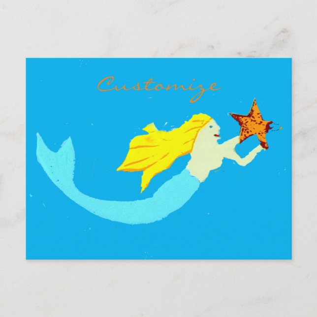 Cute Blonde Mermaid with Star Thunder_Cove Postcard (Front)
