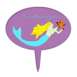 Cute Blonde Mermaids with Star Thunder_Cove Cake Topper