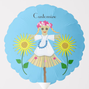 Cute Blonde Pigtails Scarecrow Balloon