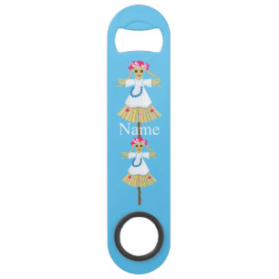 Cute Blonde Pigtails Scarecrow Bar Key