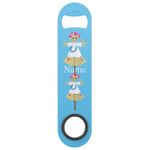Cute Blonde Pigtails Scarecrow Bar Key
