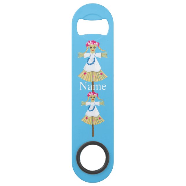 Cute Blonde Pigtails Scarecrow Bar Key (Back)