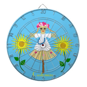 Cute Blonde Pigtails Scarecrow Dart Board