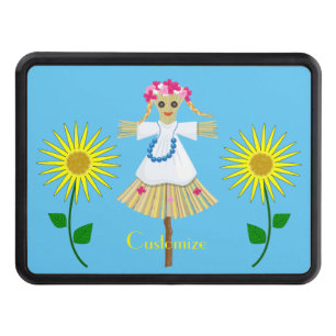 Cute Blonde Pigtails Scarecrow Hitch Cover