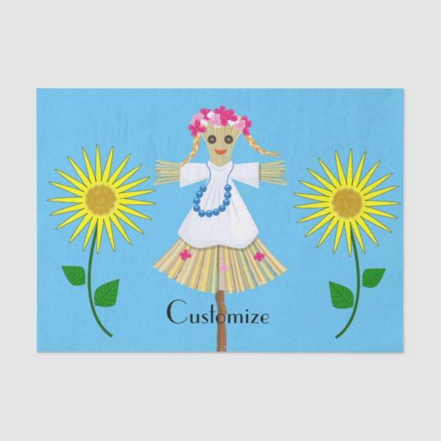 Cute Blonde Pigtails Scarecrow Tissue Paper (Front)