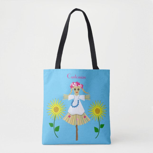 Cute Blonde Pigtails Scarecrow  Tote Bag (Front)