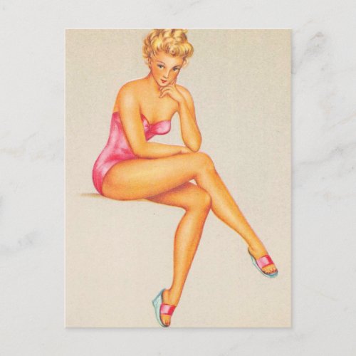 Cute Blonde Pin Up Girl postcard