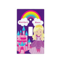 Cute Blonde Princess Girl Bedroom Purple Rainbow