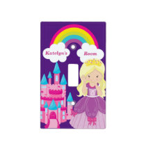 Cute Blonde Princess Girl Bedroom Purple Rainbow Light Switch Cover