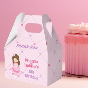 Cute Blonde Princess Girl Pink Kids Birthday Party Favor Boxes