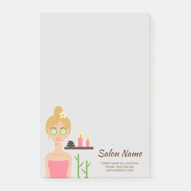 Cute Blonde Spa Woman Illustration Spa Business Post-it Notes (Front)