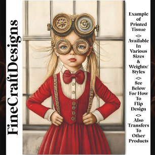 Cute Blonde Steampunk Girl In Red Y2 Decoupage Tissue Paper