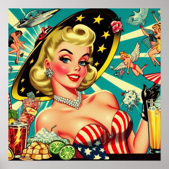 Cute Blonde Vintage Girl Poster (Front)