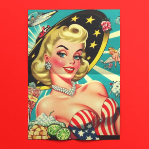 Cute Blonde Vintage Girl Tissue Paper