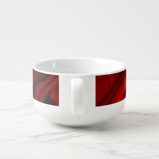 Cute Blood Red Marble Wide Soup Mug (Back)