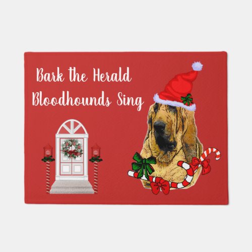 Cute Bloodhound Christmas  Doormat