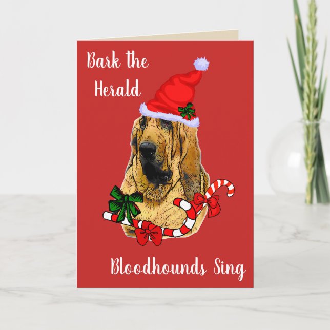 Cute Bloodhound Christmas Holiday Card (Front)