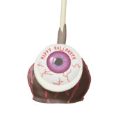 Cute Bloodshot Eyeball Happy Halloween Cake Pops (Front)