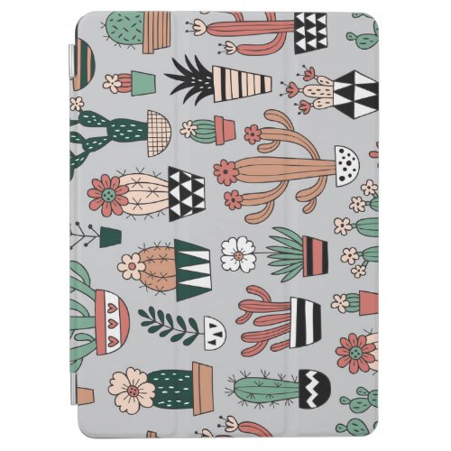 Cute Blooming Cactuses Hand_Drawn Pattern iPad Air Cover