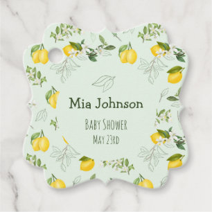 Cute Blooming Lemons Watercolor Baby Shower Favor Tags