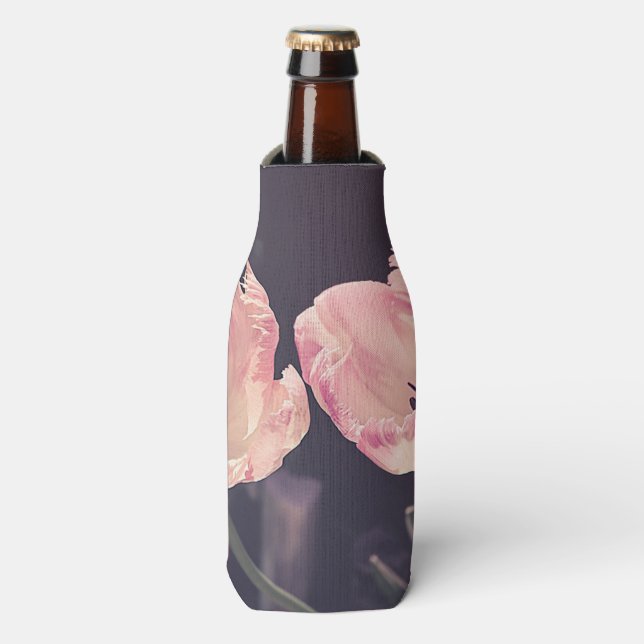 Cute Blooming Tulips -Personalized Bottle Cooler (Bottle Front)