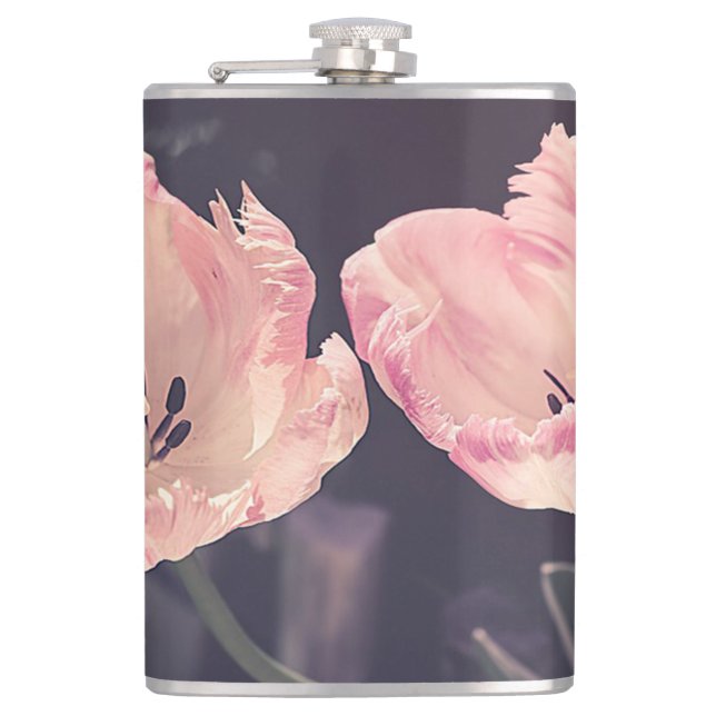 Cute Blooming Tulips -Personalized Flask (Front)