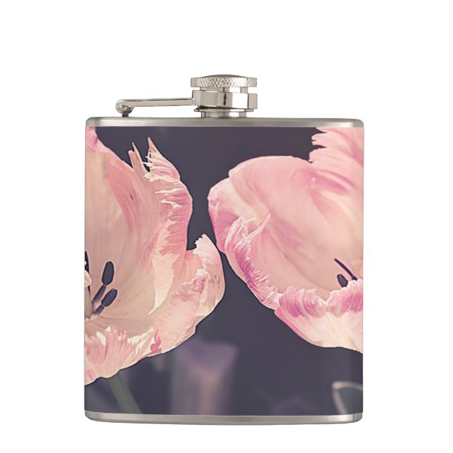 Cute Blooming Tulips -Personalized Flask (Front)