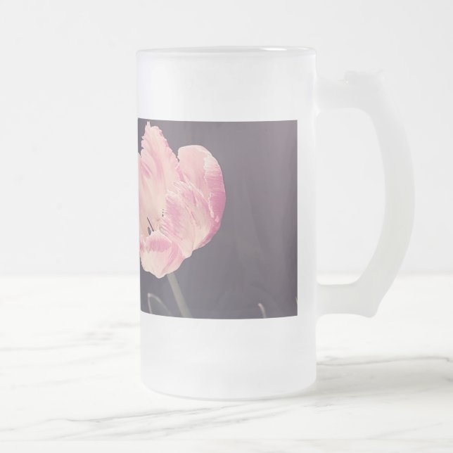 Cute Blooming Tulips -Personalized Frosted Glass Beer Mug (Right)