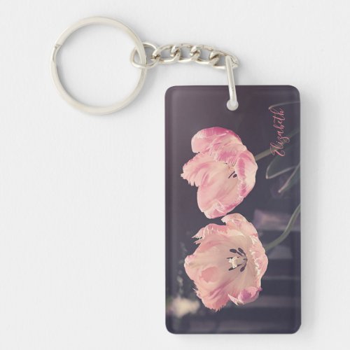 Cute Blooming Tulips _Personalized Keychain
