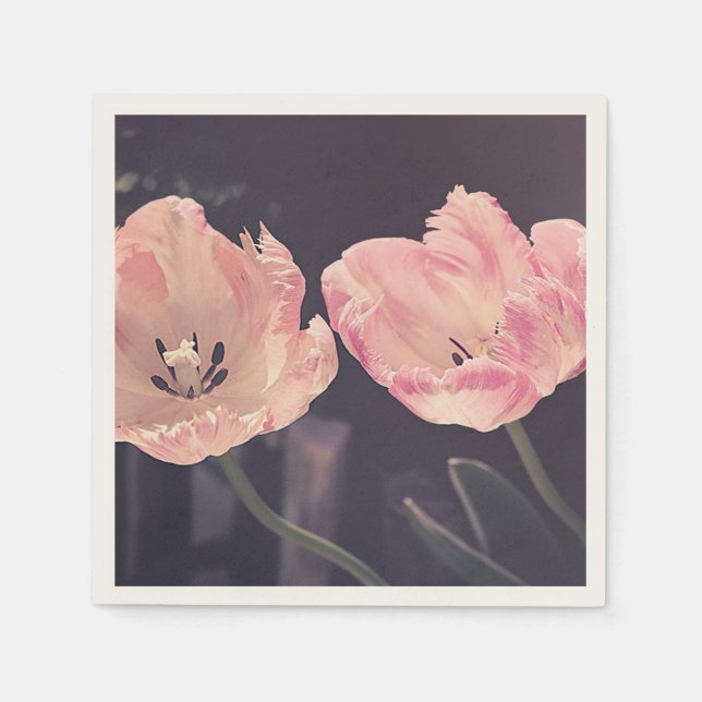 Cute Blooming Tulips -Personalized Napkins (Front)