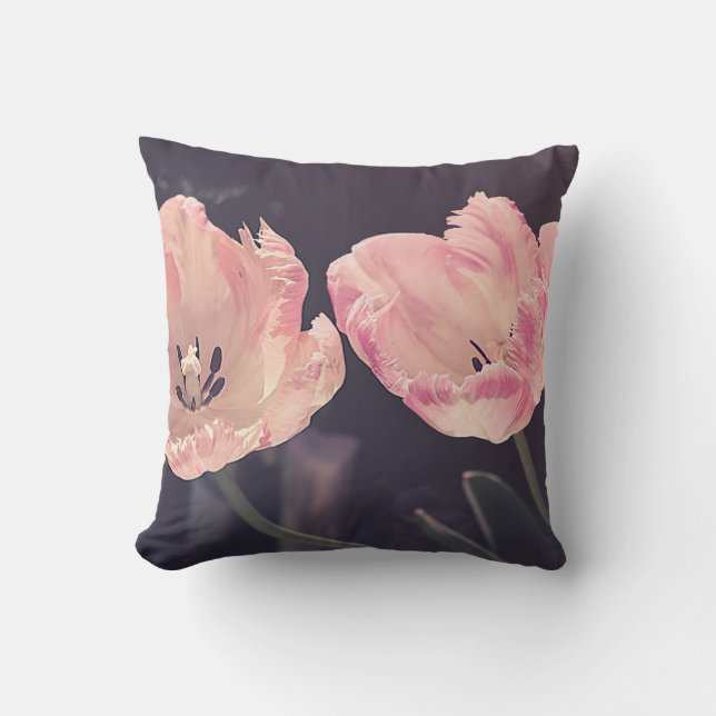 Cute Blooming Tulips -Personalized Throw Pillow (Front)