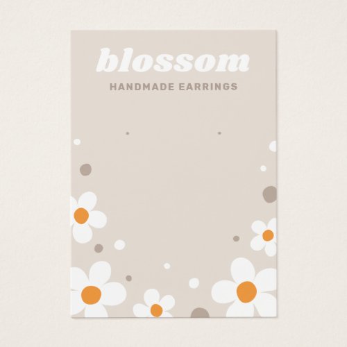 Cute blossom retro font light brown earring card