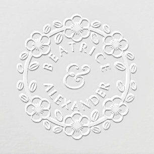 Cute Blossom Wreath Wedding Seal for Bride & Groom Embosser
