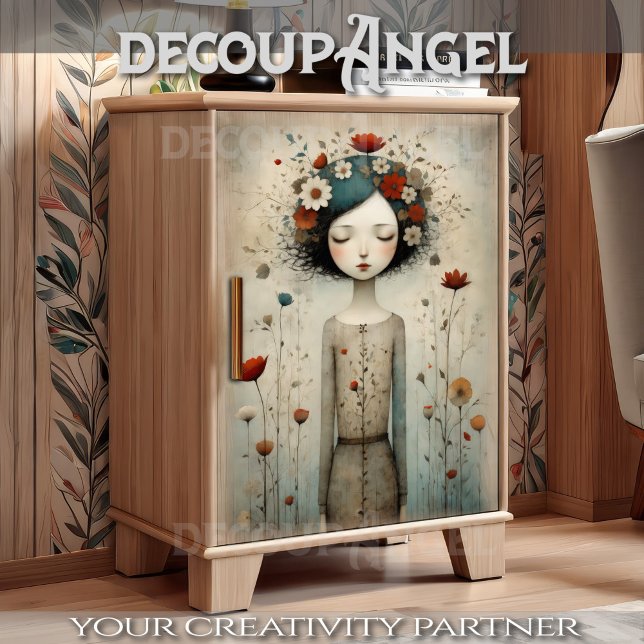 Cute Blossoming Girl Decoupage Tissue Paper (Creator Uploaded)