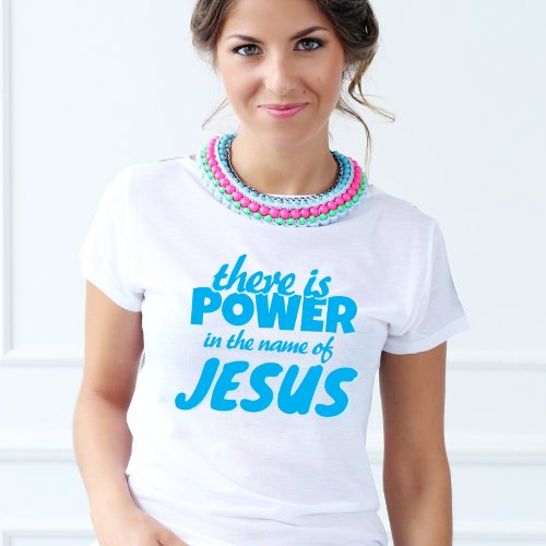 Cute blu Script Jesus scripture T_Shirt