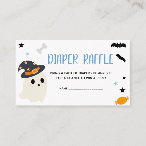 Cute Blue A Little Boo Baby Shower Diaper Raffle Enclosure Card