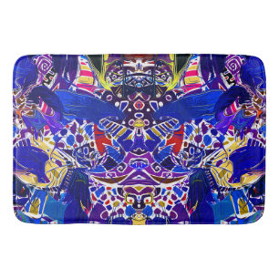 Cute blue abstract elements bath mat