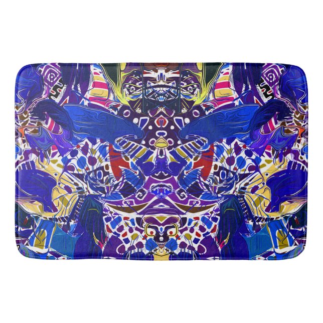 Cute blue abstract elements  bath mat (Front)